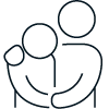 a black and blue outline of people