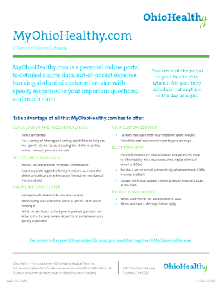 myOhioHealthy.com Portal Functionality Member Flyer