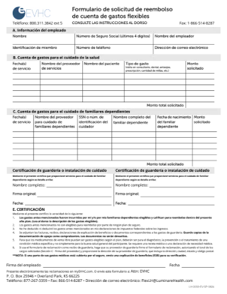 Flexible Spending Account Reimbursement Request Form (Spanish)