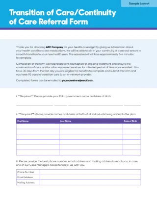 Transition of Care/Continuity of Care Referral Form