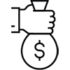 a hand holding a bag of money