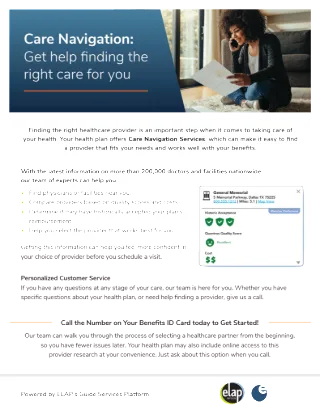 ELAP EVHC Care Navigation Flyer