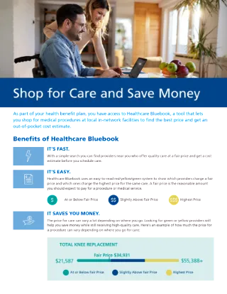 Shop for Care and Save Money (Healthcare Bluebook Member Flyer)