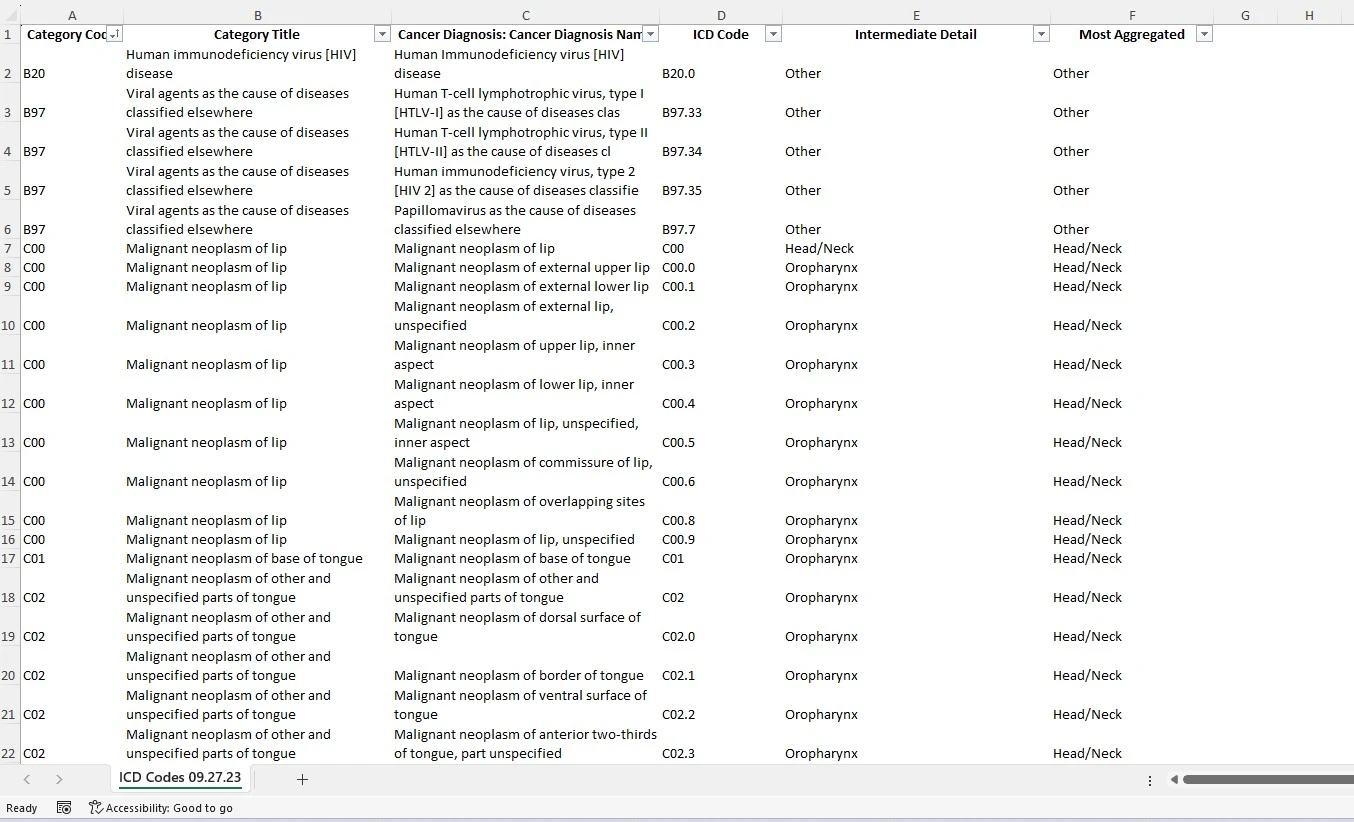 AccessHope ICD Codes (CHS 2.0)