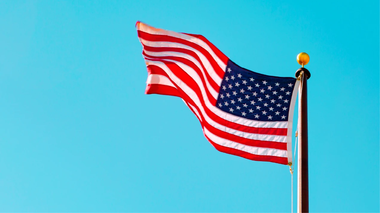 a flag flying in the air