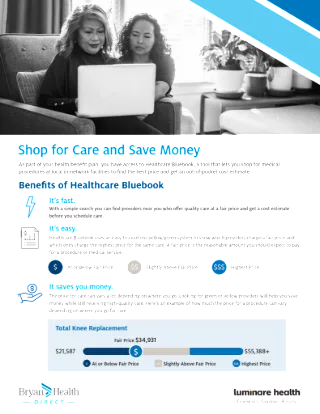 Shop for Care and Save Money (Healthcare Bluebook Member Flyer)