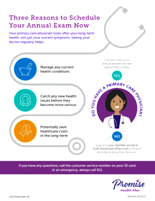 Three Reasons to Schedule Your Annual Exam Member Flyer