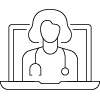 Virtual care laptop and nurse icon