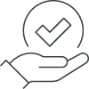 a hand holding a check mark