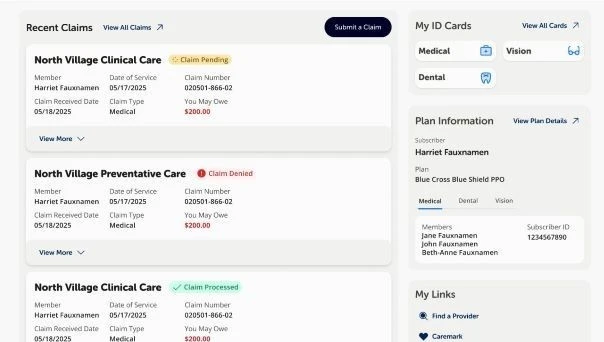 Member dashboard screenshot