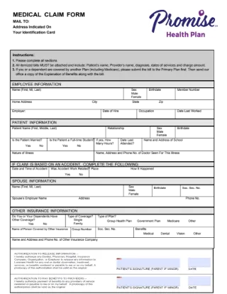Promise Health Plan Medical Claims Form