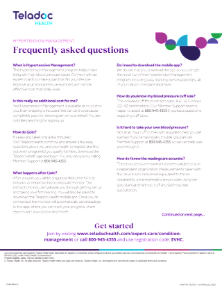 Hypertension Management Member FAQ