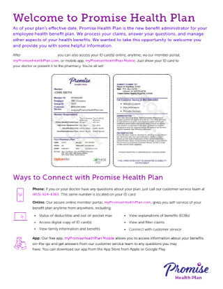 New Member Welcome Letter (Optum + PHCS)