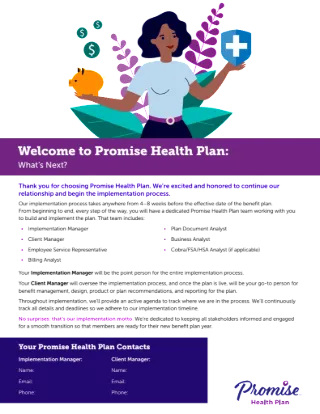 Promise Health Plan Implementation Checklist