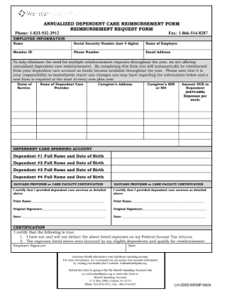 Claim Form: Annualized Dependent Care Reimbursement Form