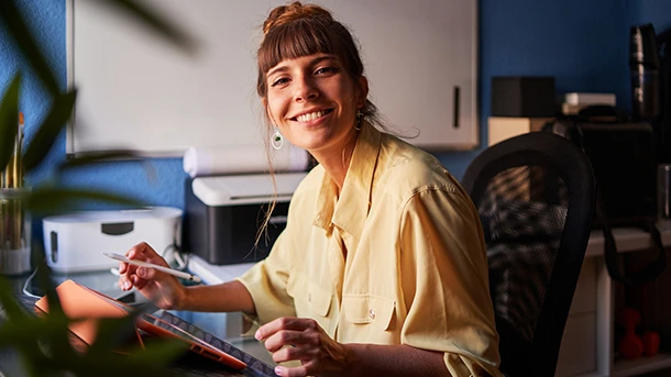 a woman smiling at camera