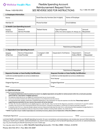  Claim Form: FSA Reimbursement Form (WEMP)