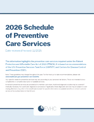2026 Schedule of Preventive Care Services