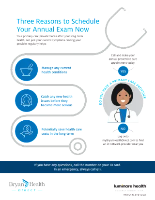 Three Reasons to Schedule Your Annual Exam Now Member Flyer