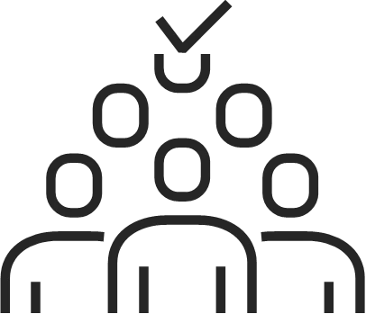 a group of people with a check mark above them