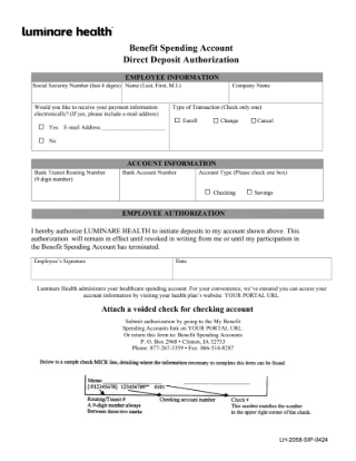Claim Form: FSA Direct Deposit Form