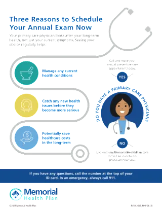 Three Reasons to Schedule Your Annual Exam Member Flyer