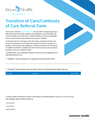 Transition of Care/Continuity of Care Member Flyer