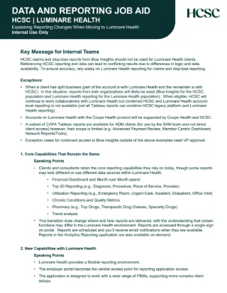 HCSC vs LH Reporting Job Aid (INTERNAL USE ONLY)