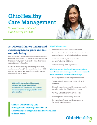 Transition of Care/Continuity of Care Member Flyer