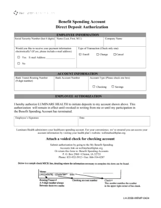  Claim Form: FSA Direct Deposit Form (WEMP)