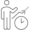 a person standing next to a clock