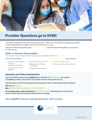 Provider Questions go to EVHC Member Flyer (CUSTOMIZABLE)