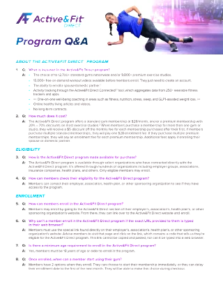 Active&Fit Employer FAQ