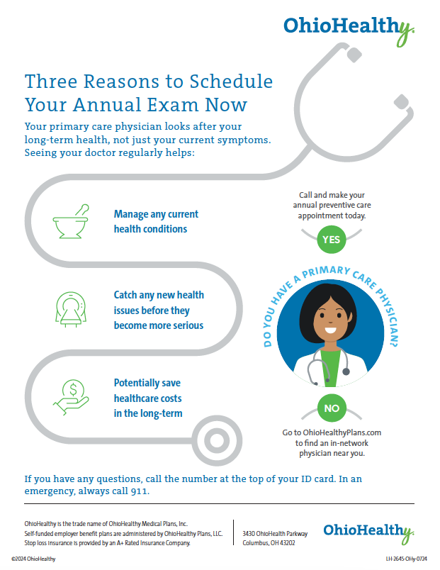 Three Reasons to Schedule Your Annual Exam Now Member Flyer